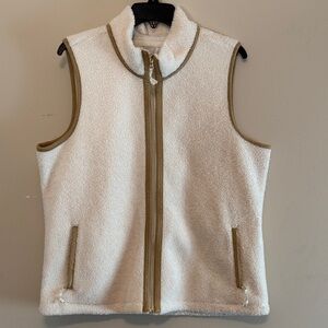 Tommy Bahama Cream Sherpa Vest with Tan Trim
